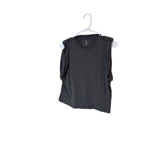FP Movement Shirt‎ Womens XS Gray Sleeveless Muscle Epaulette Shoulder OB1450910